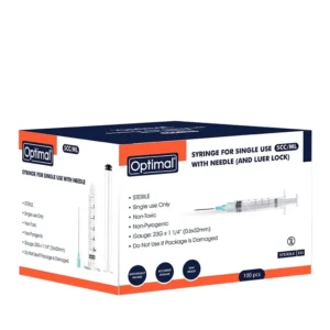 Syringes 5ml Optimal with Needle Luer Lock – 100/Pack