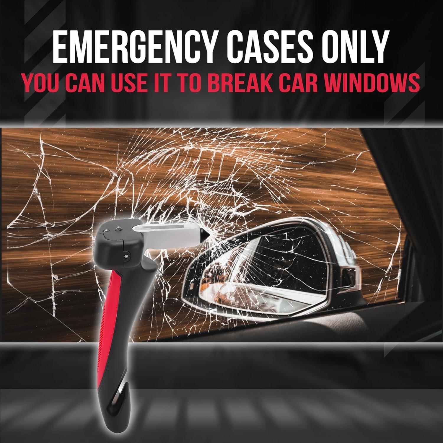 Car Assist Handle with Window Breaker, Seatbelt Cutter & LED Light - Image 4