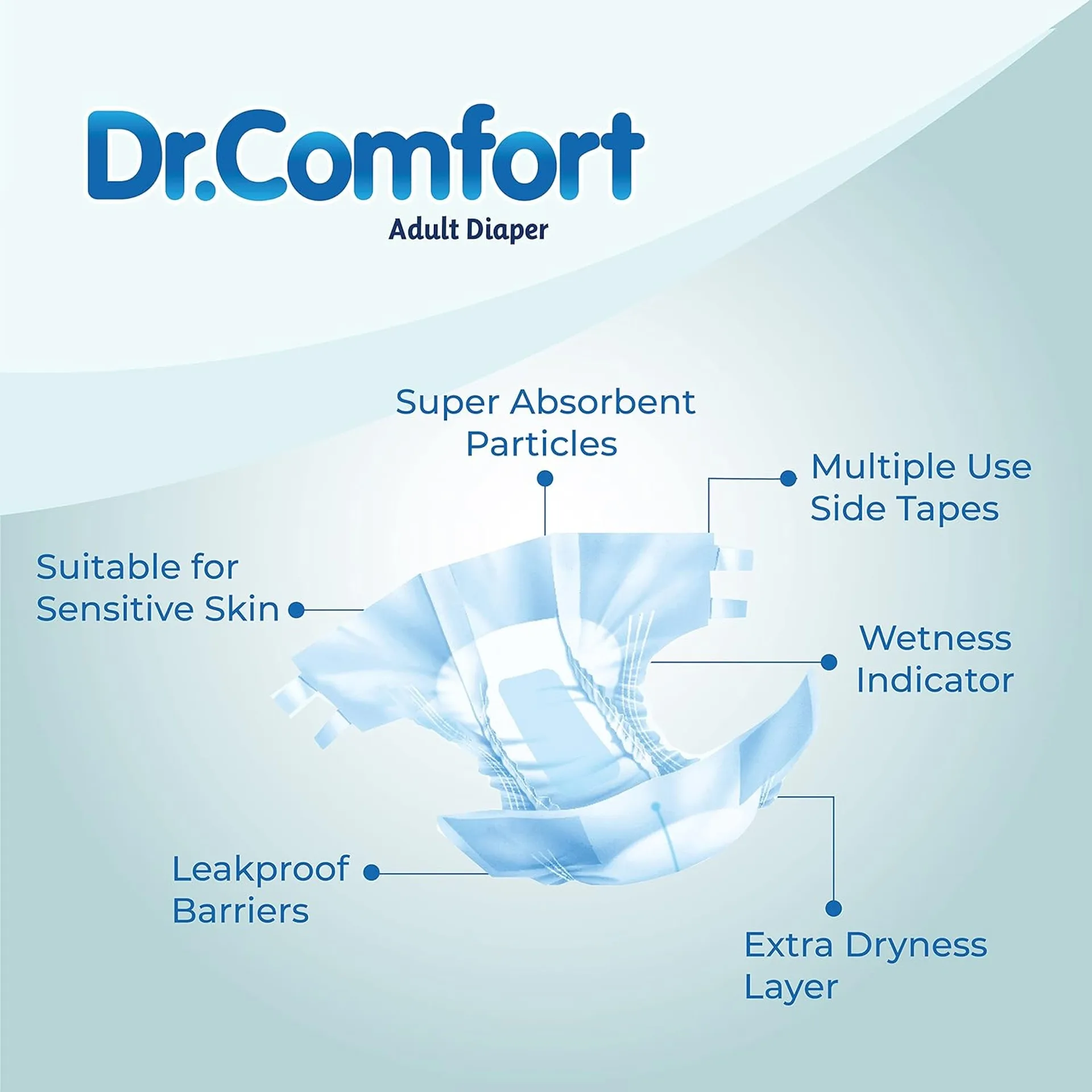 Dr Comfort Adult Diapers with Tabs 30pcs pack – Leakproof Pants - Image 2