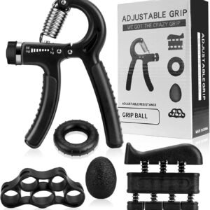 5-in-1 Hand Grip Set Strengthener Kit (Adjustable) – Build Strength & Relieve Stress