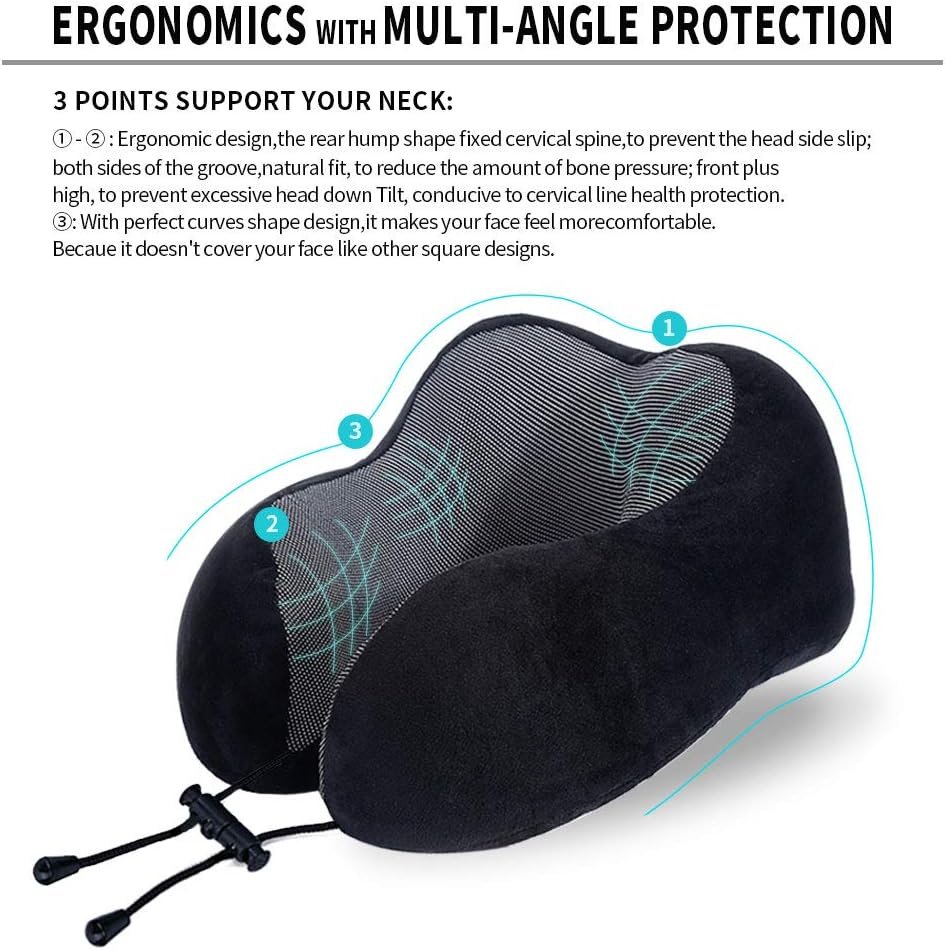 Memory Foam Neck Travel Pillow U Shape Support Cushion - Image 3