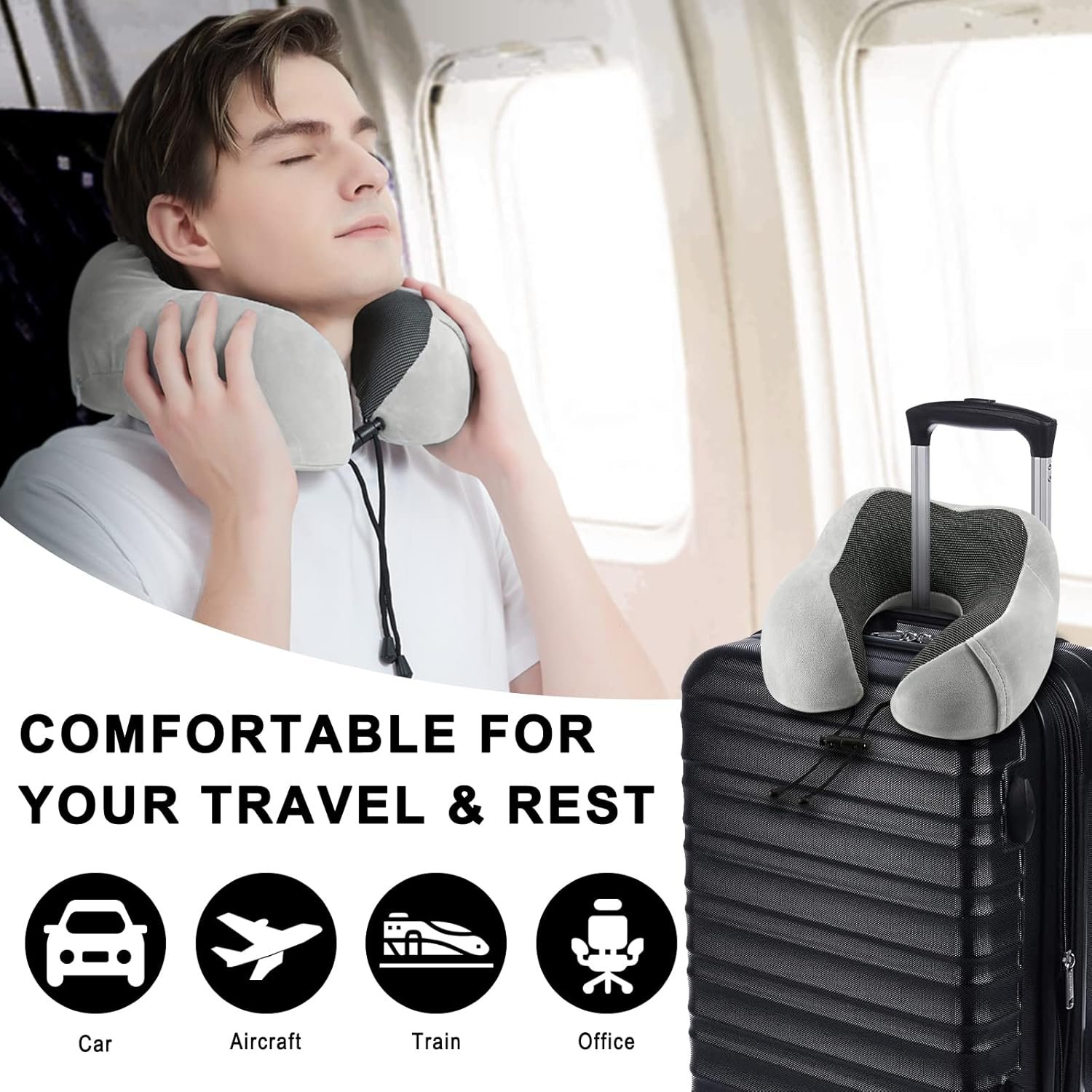 Memory Foam Neck Travel Pillow U Shape Support Cushion - Image 7