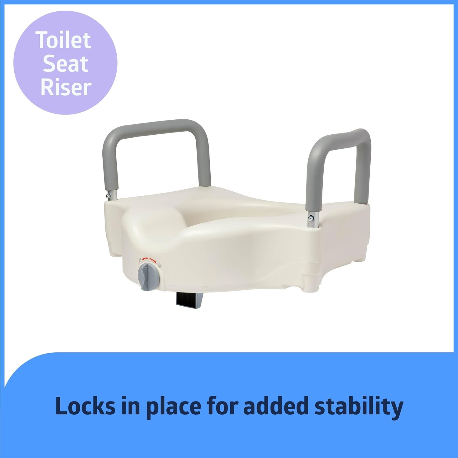 Raised Toilet Seat with Handles Adjustable Locking Toilet Seat Riser - Image 2