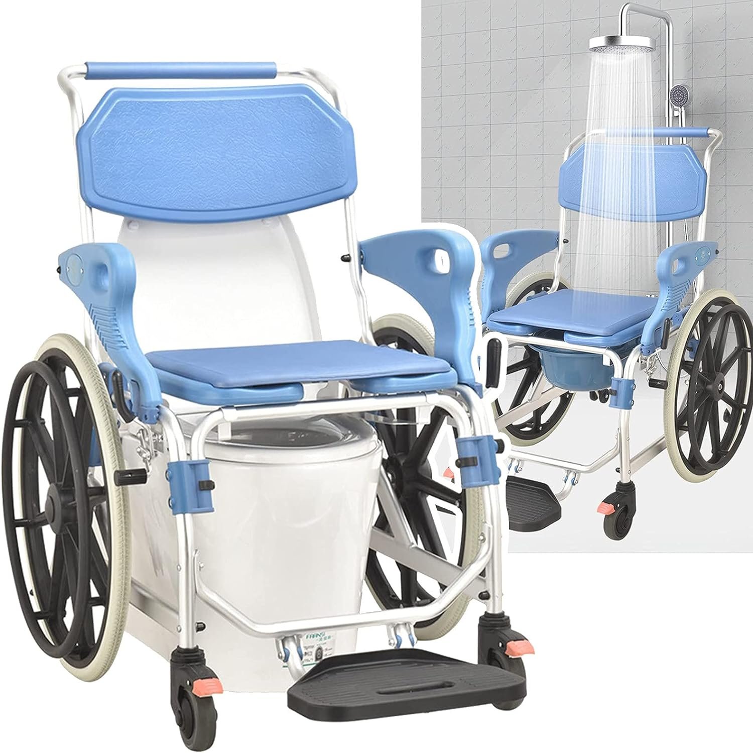 Commode Wheelchair 3-in-1 – Shower, Toilet & Mobility Chair (Anti-Rust, 150kg Capacity)