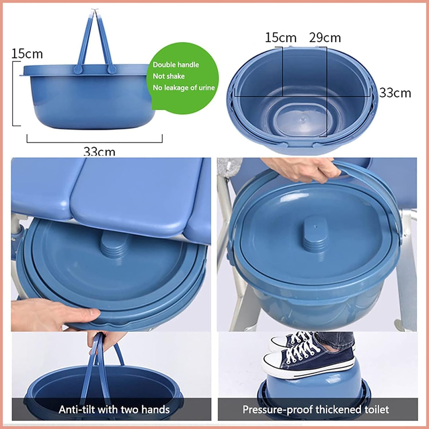 Commode Wheelchair 3-in-1 – Shower, Toilet & Mobility Chair (Anti-Rust, 150kg Capacity) - Image 4