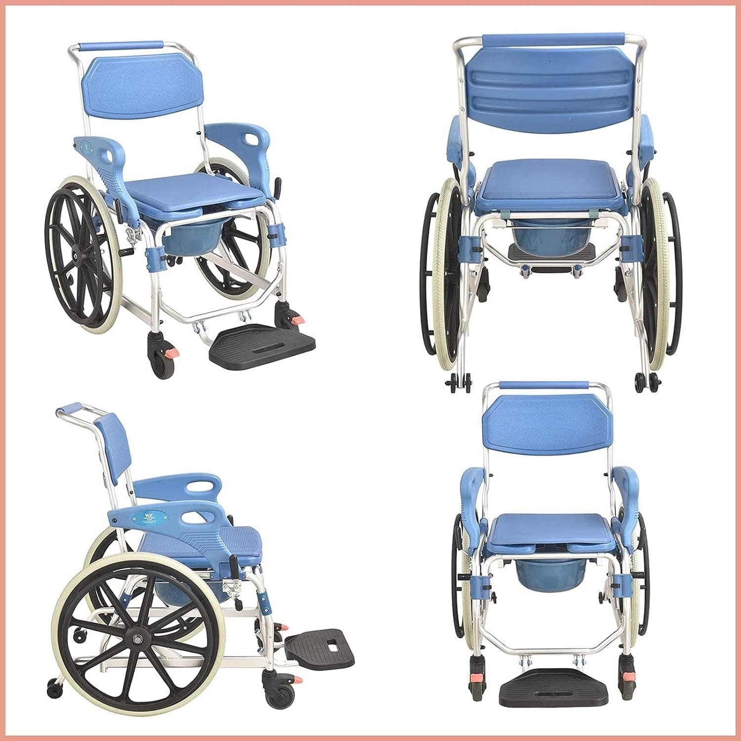 Commode Wheelchair 3-in-1 – Shower, Toilet & Mobility Chair (Anti-Rust, 150kg Capacity) - Image 6