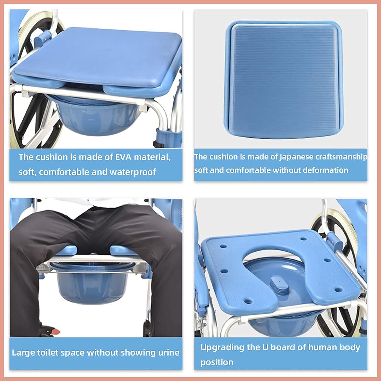 Commode Wheelchair 3-in-1 – Shower, Toilet & Mobility Chair (Anti-Rust, 150kg Capacity) - Image 5