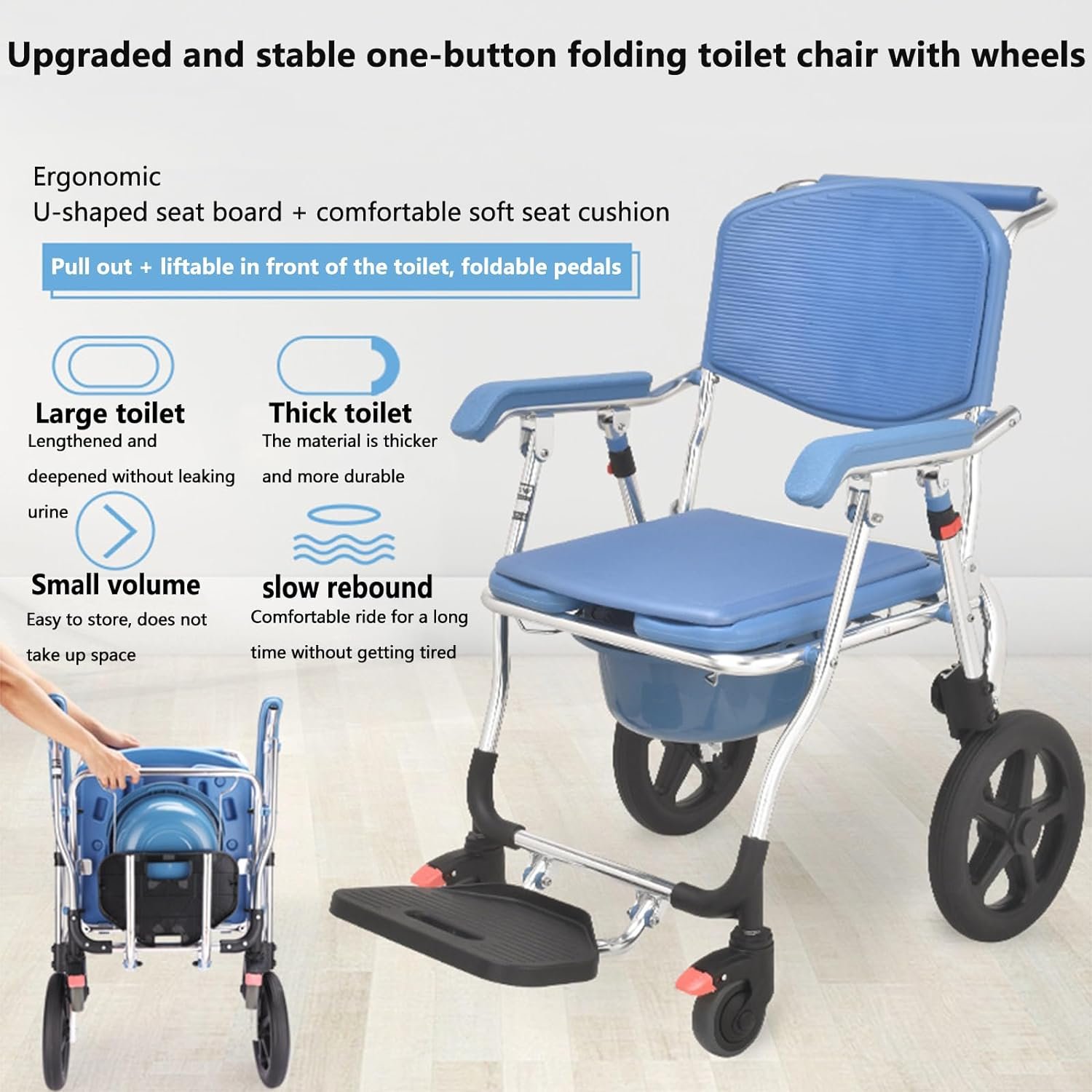 Commode Chair 4-in-1 Wheeled For shower - Image 5