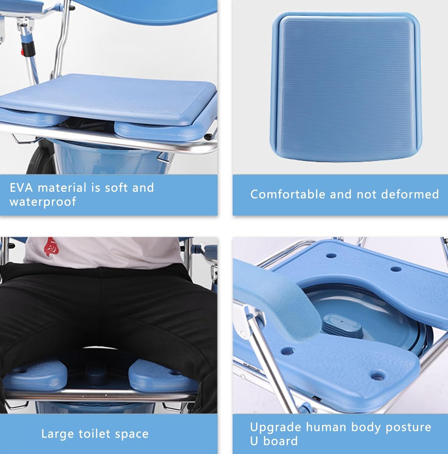 Commode Chair 4-in-1 Wheeled For shower - Image 4